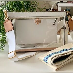 NWT TORY BURCH BLAKE CLEAR WHITE/NATURAL SWINGPACK CROSSBODY BAG